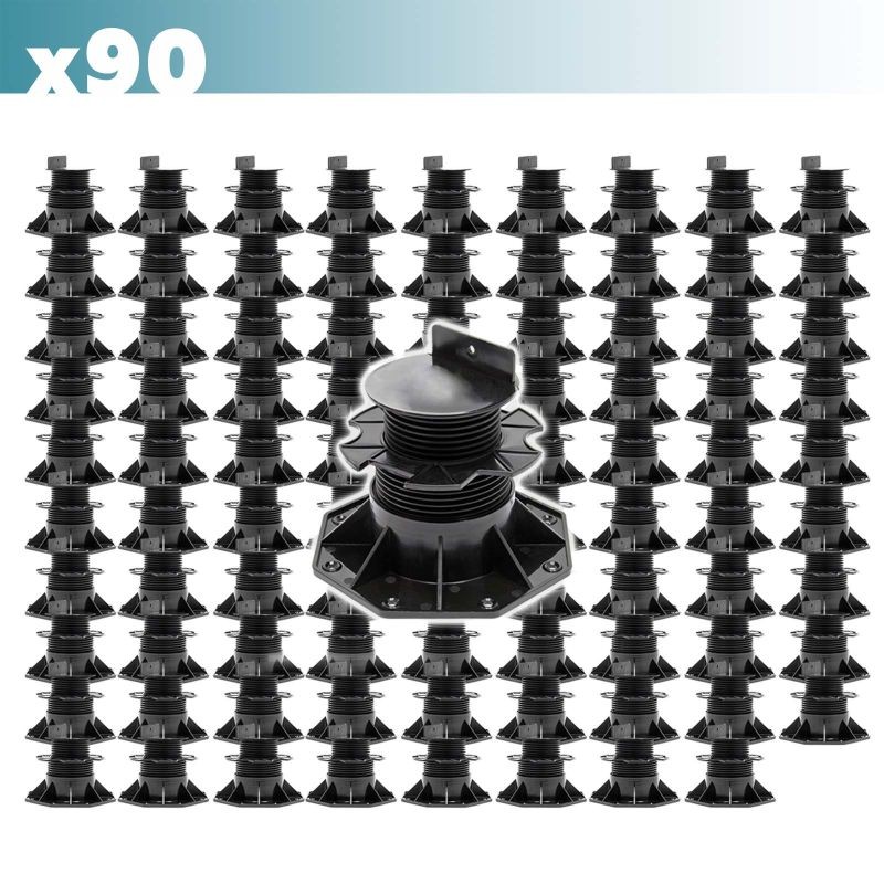 XPOtool Säädettävät terassijalat 90 kpl, 60-138 mm, 2700 kg, musta