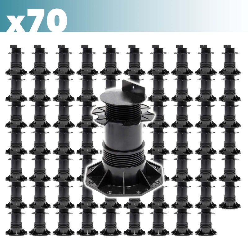 XPOtool Säädettävät terassituet 70 kpl, 137–215 mm, 2700 kg, musta