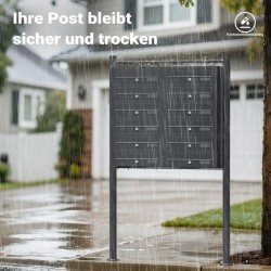 12-lokeroinen postilaatikkojärjestelmä, antrasiitti, sinkitty teräs, 945 x 270 x 1500 mm, jalustalla
