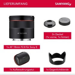 Samyang AF 18mm F2.8 FE laajakulmaobjektiivi Sony E-mount (Täyskenno ja APS-C)