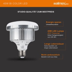 Walimex pro studiopaketti, 2x LED-softbox 45 W Bi-Color, 4x jalusta ja taustajärjestelmä 2,85 x 6 m