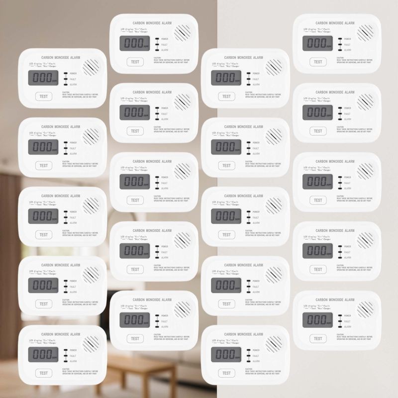 Hiilimonoksidihälytin digitaalisella näytöllä, 20 kpl, vaihdettavat paristot