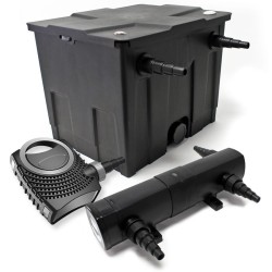 Lampisuodatinsetti: CBF-350 suodatin 12000 l, NEO-10000 SuperECO pumppu 10000 l/h, CUV-218 UVC-puhdistin 18 W
