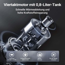 Bensiinikäyttöinen puutarhajyrsin, 36 cm työleveys, 144 ccm moottori, 4 terää