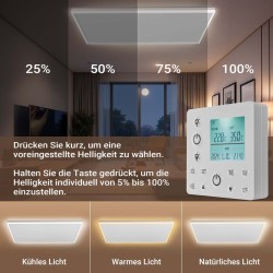 Katto-infrapunalämmitin LED-valaistuksella ja termostaatilla, 708 W, 108 x 63 x 3,5 cm, valkoinen