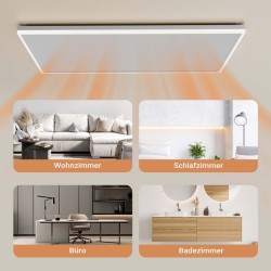 Katto-infrapunalämmitin LED-valaistuksella ja termostaatilla, 708 W, 108 x 63 x 3,5 cm, valkoinen
