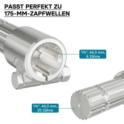 Voimanottoakselin adapteriholkki 175 mm, 6 uraa - 20 hammasta, AISI 1045 -teräs