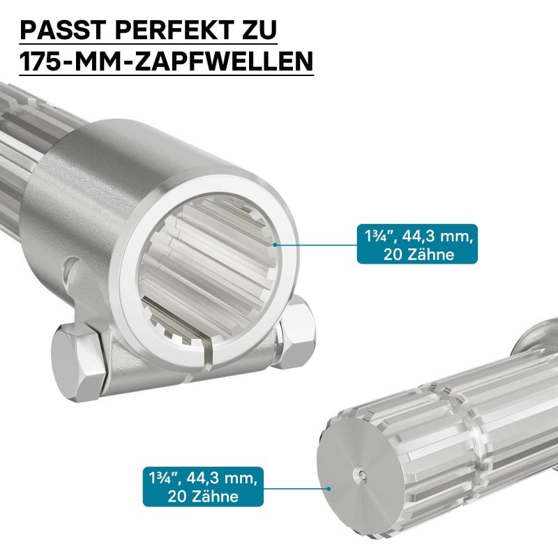 Voimanottoakselin adapteriholkki 175 mm Z20 traktorille AISI 1045 -teräs
