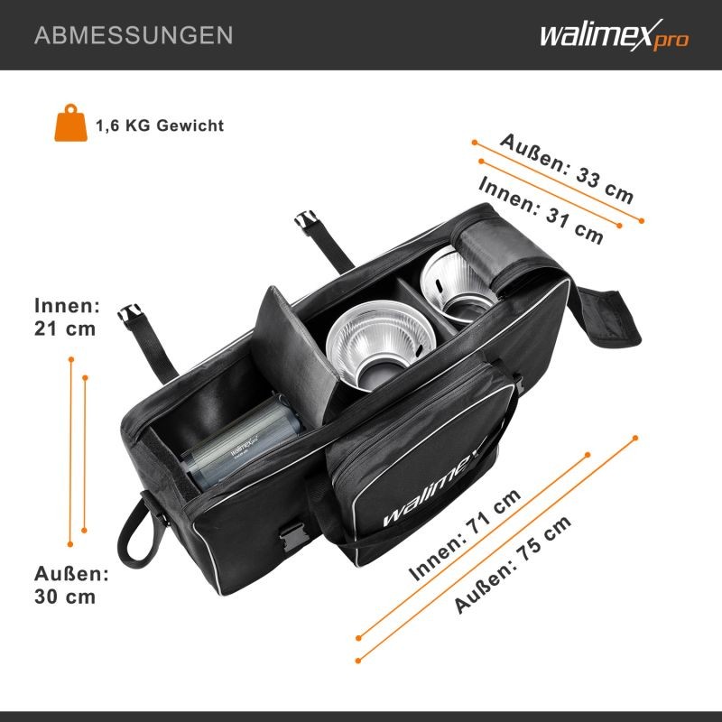 Walimex pro XL-studiolaukku, musta, 750 x 300 x 330 mm, valokuvausvälineiden kuljetuslaukku