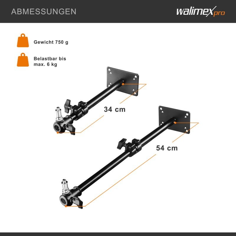 Walimex pro kattostatiivi 34-54 cm, alumiini, kantavuus 6 kg
