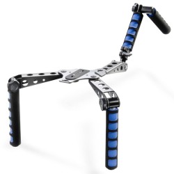 Walimex pro Cineast I videostatiivi ja olkatuki DSLR-kameroille, 300 x 160 x 160 mm, musta/sininen