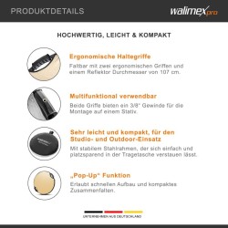 Walimex pro 5-in-1-heijastinsarja Ø 107 cm Pop-up, Wavy-kulta/hopea, valkoinen, hopea, musta, diffuusori