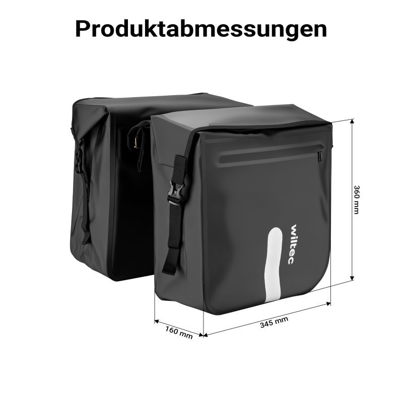 Pyörän tavaratelineen laukku 46 l, 37 x 16 x 51 cm, musta, vedenkestävä 500D PVC