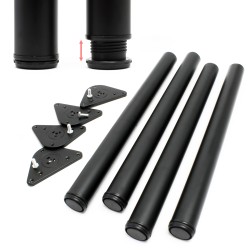 Pöydänjalkasetti ruostumaton teräs musta 4 kpl 60 mm korkeus 820 850 mm kantavuus 200 kg