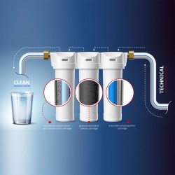 Naturewater NW-BR10B5 3-vaiheinen vedenpuhdistusjärjestelmä, 5 µm, 32,89 mm, PP, sininen