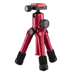 Mantona Kaleido Mini pöytä ja matkajalusta Sundown Red Metallic kuulapää ja kuljetuslaukku