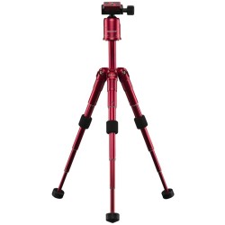 Mantona Kaleido Mini pöytä- ja matkajalusta, Sundown Red Metallic, kuulapää ja kuljetuslaukku