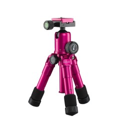 Mantona Kaleido mini-pöytä- ja matkajalusta, Lady Pink Metallic, alumiini, kuvapää ja kuljetuslaukku