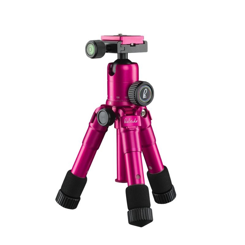 Mantona Kaleido mini-pöytä- ja matkajalusta, Lady Pink Metallic, alumiini, kuvapää ja kuljetuslaukku