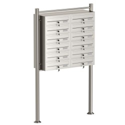12 lokeroinen postilaatikkojärjestelmä jalustalla ruostumaton teräs 945 x 270 x 1500 mm hopea