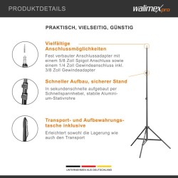 Walimex Pro valokuvausstudiopaketti 2x LED 45W Octagon-softbox Ø65cm ja taustajärjestelmä 120-307 cm, musta