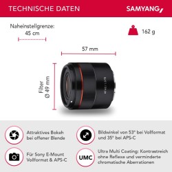 Samyang AF 45mm F1,8 FE kiinteä polttovälinen objektiivi Sony E-Mountille ja Lens Station