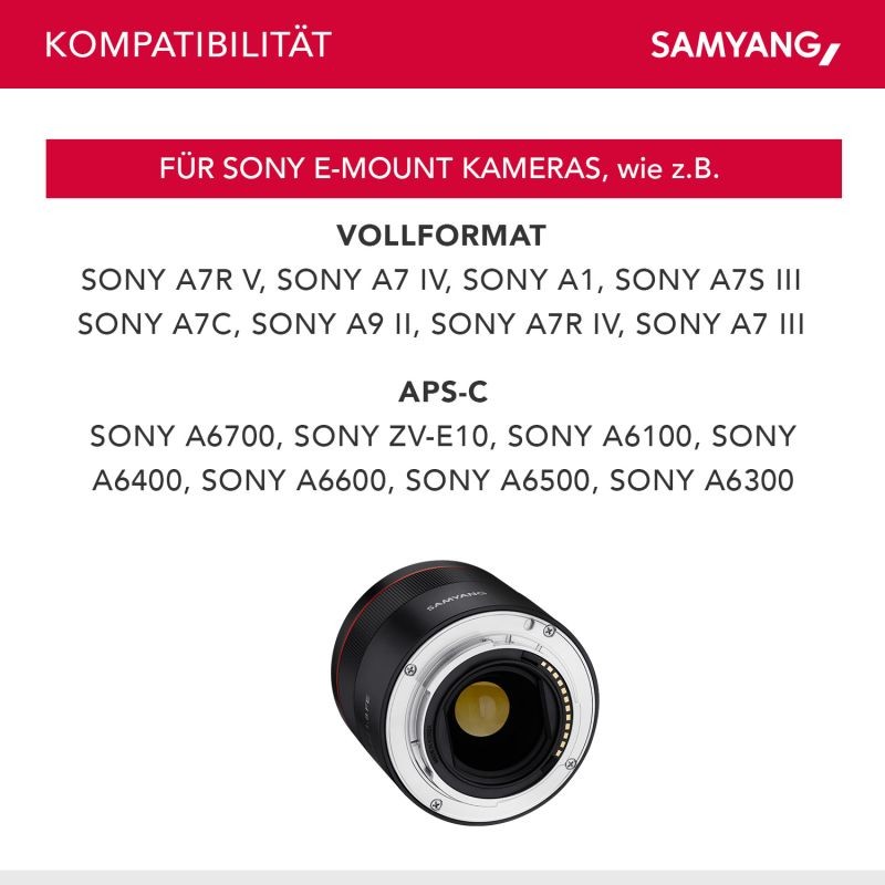 Samyang AF 45mm F1,8 FE kiinteä polttovälinen objektiivi Sony E-Mountille ja Lens Station
