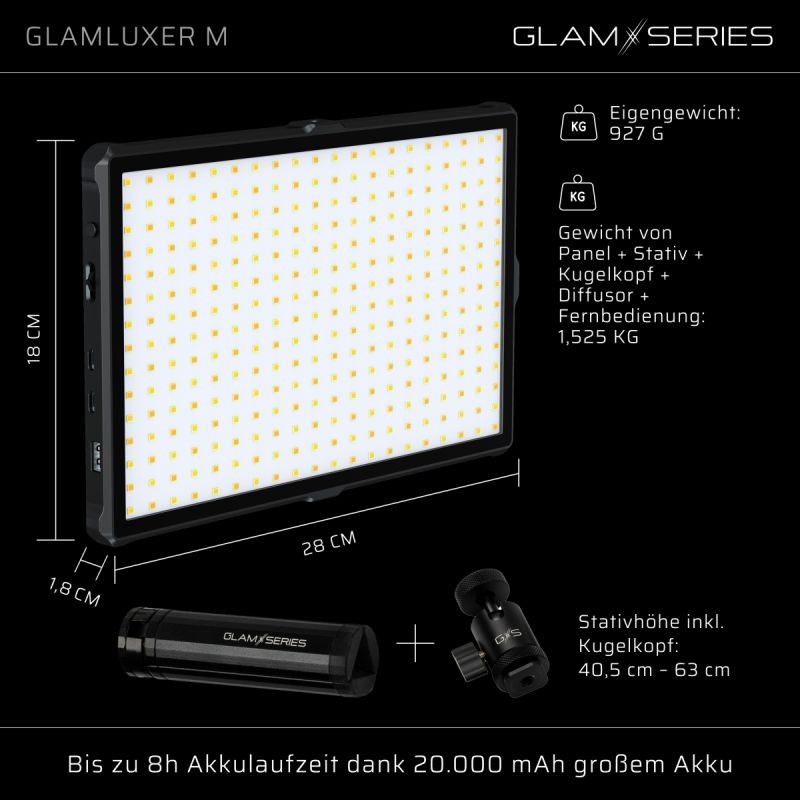 GLAMSERIES GlamLuxer M LED-paneeli kauneudenhoitoon, musta