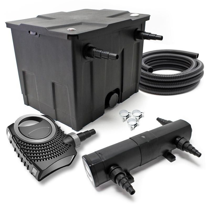 SunSun lampisuodatinsetti: CBF-350 suodatin 12000l, NEO-6000 pumppu 6000l/h, CUV-224 selvityin, 5m letku 38mm