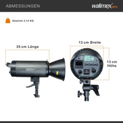 Walimex pro Campaigner 600 HS studiosalama 600 Ws, 2,4 GHz vastaanotin, LED-mallivalo