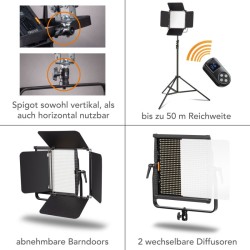 Walimex pro LED Niova 100-F Pro 100 W Bi-Color LED-paneelivalaisin ja WT-806-jalusta, studio- ja videovalo