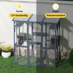 Kissan ulkohäkki 1705 x 925 x 1810 mm kuusipuu bitumikatto tummanharmaa