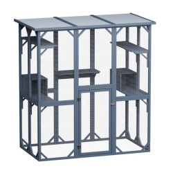 Kissan ulkohäkki 1705 x 925 x 1810 mm, kuusipuu, bitumikatto, tummanharmaa