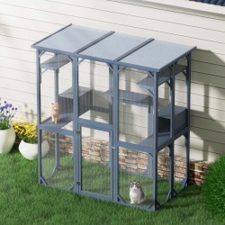 Kissan ulkohäkki 1705 x 925 x 1810 mm, kuusipuu, bitumikatto, tummanharmaa
