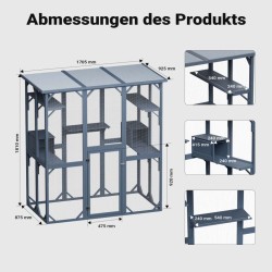 Kissan ulkohäkki 1705 x 925 x 1810 mm, kuusipuu, bitumikatto, tummanharmaa