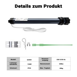 Rullasuojamoottori 156 W 20 Nm IP44 SW60 60 mm