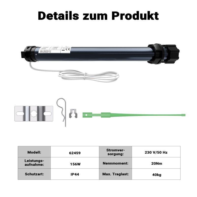 Rullasuojamoottori 156 W 20 Nm IP44 SW60 60 mm