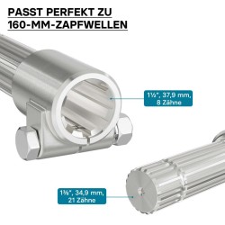 Voimanottoakselin holkki 160 mm, 8-32x38x6, Z21 21 hammasta, AISI 1045 -teräs