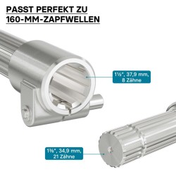 Voimansiirtoholkki PTO-adapteri 160 mm, kiilavarsi 8-32x38x6, 21 hammasta, traktori