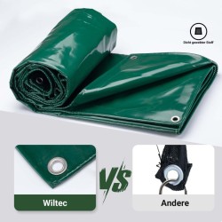 Vedenpitävä suojapeite 2 x 3 m, tummanvihreä, PVC-pinnoitettu polyesteri 650 g/m², UV-kestävä