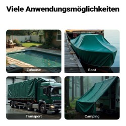 Vedenpitävä suojapeite 2 x 3 m, tummanvihreä, PVC-pinnoitettu polyesteri 650 g/m², UV-kestävä