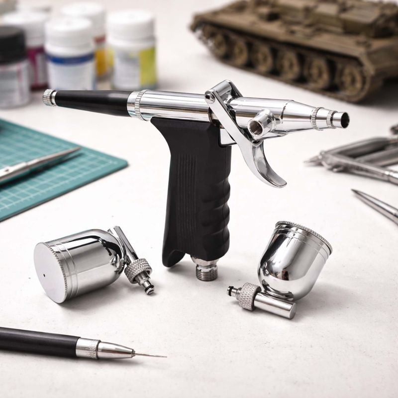 Airbrush-pistooli LN-116K Double Action, suutin 0,3 mm, 2 maalikuppia