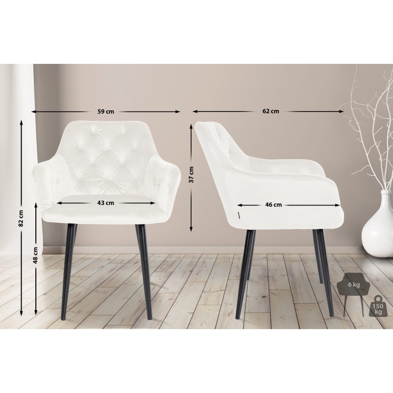 Tyylikäs samettinen ruokapöydän tuoli korkealla selkänojalla ja metallijaloilla