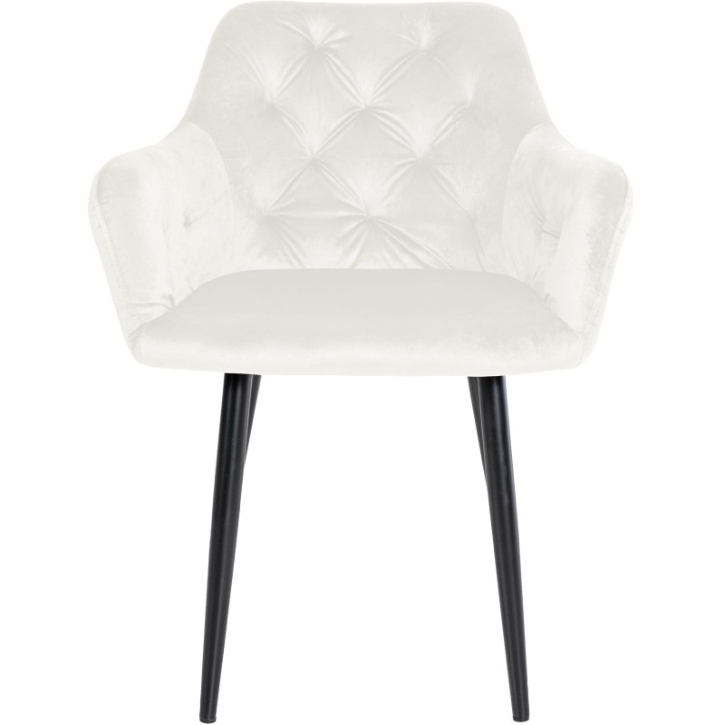 Tyylikäs samettinen ruokapöydän tuoli korkealla selkänojalla ja metallijaloilla