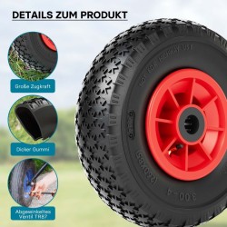 HT2046 Pyöräsarja 4 kpl 3.00-4 (85 x 260 mm) 90 kg, punainen, muovivanne, kottikärryille