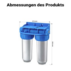 Naturewater NW-BR10B3 2-vaiheinen vedenpuhdistinjärjestelmä, 5 µm, 20,67 mm, Ø 62 mm PP-patruuna
