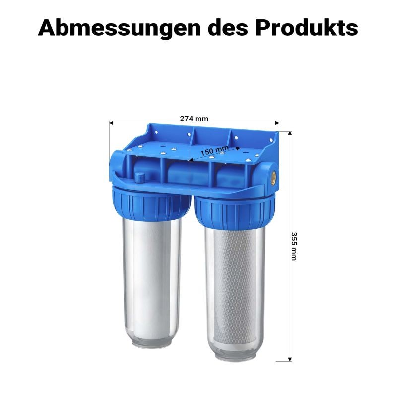 Naturewater NW-BR10B3 2-vaiheinen vedenpuhdistinjärjestelmä, 5 µm, 20,67 mm, Ø 62 mm PP-patruuna