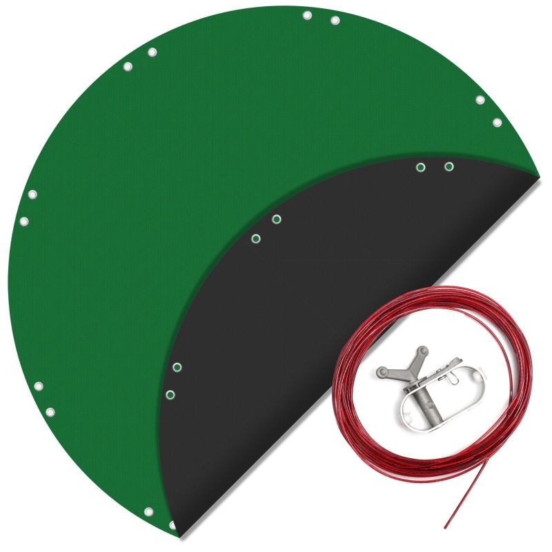 Pyöreä allassuojapeite Ø 420 cm, 200 g/m² PE, UV-suojattu, kesä- ja talvikäyttöön, musta/vihreä