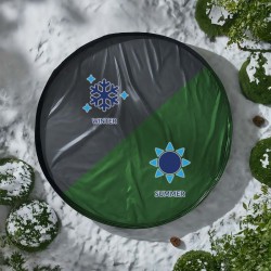 Pyöreä allassuojapeite Ø 420 cm, 200 g/m² PE, UV-suojattu, kesä- ja talvikäyttöön, musta/vihreä