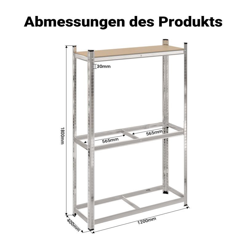 Rengashylly 1200 x 400 x 1800 mm, 8 rengasta, 795 kg, sinkitty teräs, hopea